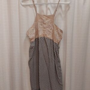 Elegant Tan and Black Dress